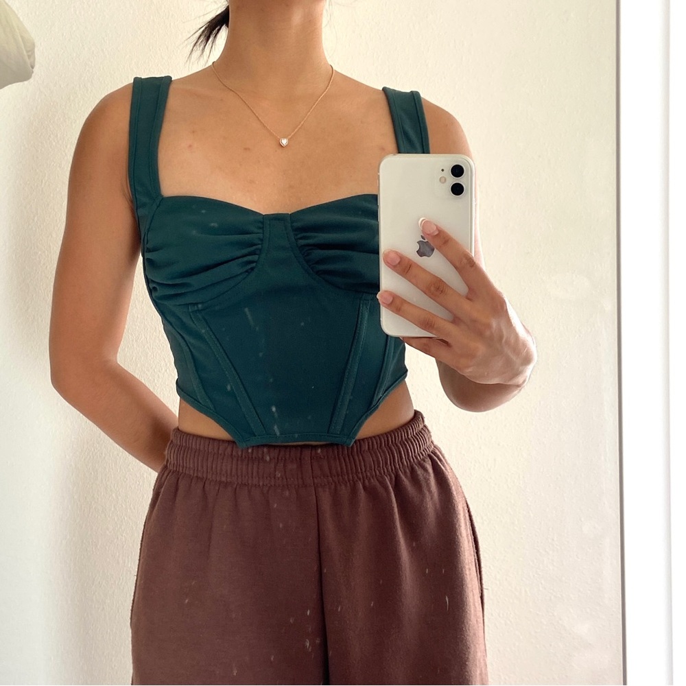 Dark green ruched tank top